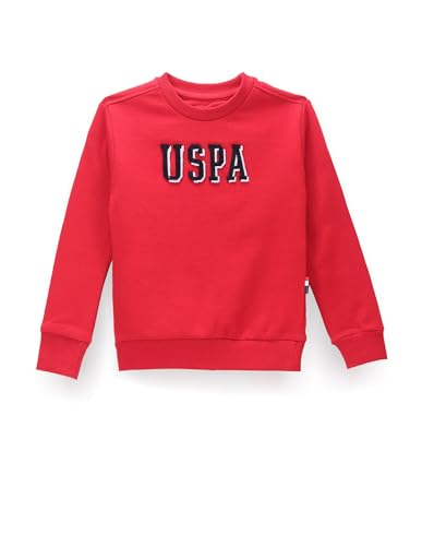 U.S. Polo Assn. Kids Regular fit Cotton Crew Neck Sweatshirts (UKSWS0194_Red_24M)