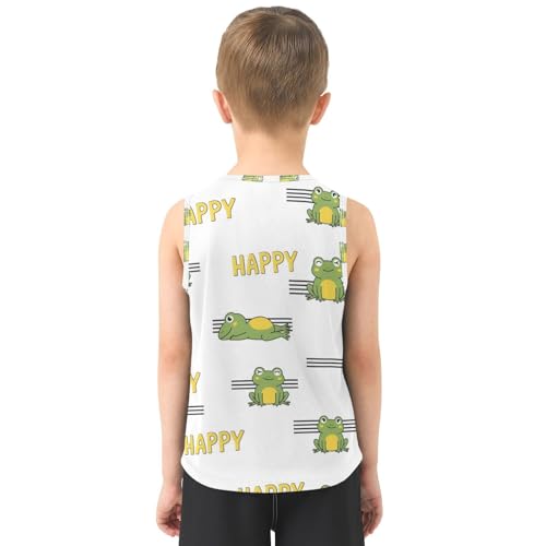 J JOYSAY Funny Frog White Boys Tank Top Sleeveless Muscle Shirts Quick Dry Sport Active Workout Kids T-Shirts 3-15T3
