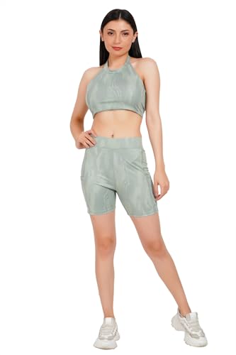 Image of SSoShHub Tights Top High Waist Stretchable Gym Tights and CropTop Bra Gym wear /Active Wear Tights Yoga Pants Zumba /Dance Womens Workout Tights and Top Stretchable Workout set