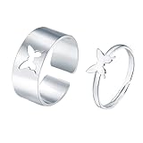mariposa juegos pirotecnicos 【Anillo de anillo de par de mariposas】: Nuestro anillo de mariposa está hecho de latón de alta calidad, el material es seguro e inofensivo para el cuerpo humano. Galvanoplastia de plata, no se desvanece fácilmente y se puede usar durante mucho tiempo, bellamente diseñado, minimalista y elegante, adecuado tanto para hombres como para mujeres.