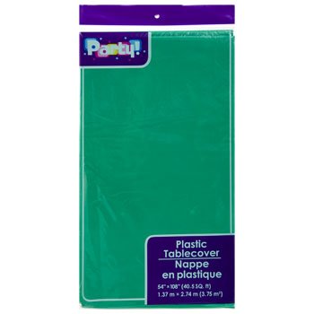 PACK OF 4: Disposable GREEN Plastic Tablecloths/Table Covers, 54 x 108 inches each