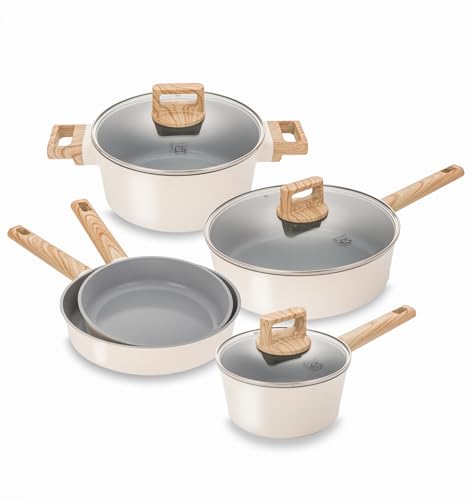 Image of KOCH SYSTEME CS Nonstick Ceramic Cookware Set, 8 Piece Pots and Pans Set with Stay-Cool Handles, Non-toxic Ceramic Kitchen Cooking Set, Induction Compatible Dishwasher Safe, PFAS and PFOA Free, 8pcs