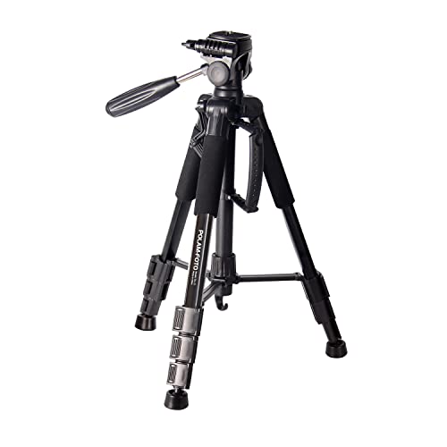 POLAM-FOTO 55″ Travel Camera Tripod,Compact Tripod with Bubble Level,Lightweight Aluminum Tripod with Carry Bag for DSLR/SLR fits with Canon/Nikon/Sony/etc…