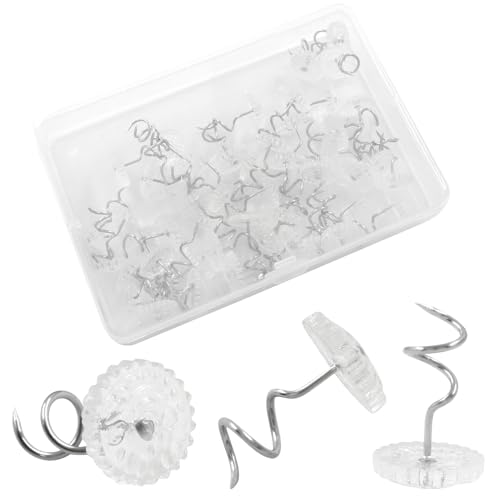 Coufce 50 Pcs 0.75 Inch Upholstery Tacks Clear Head Twist Pins