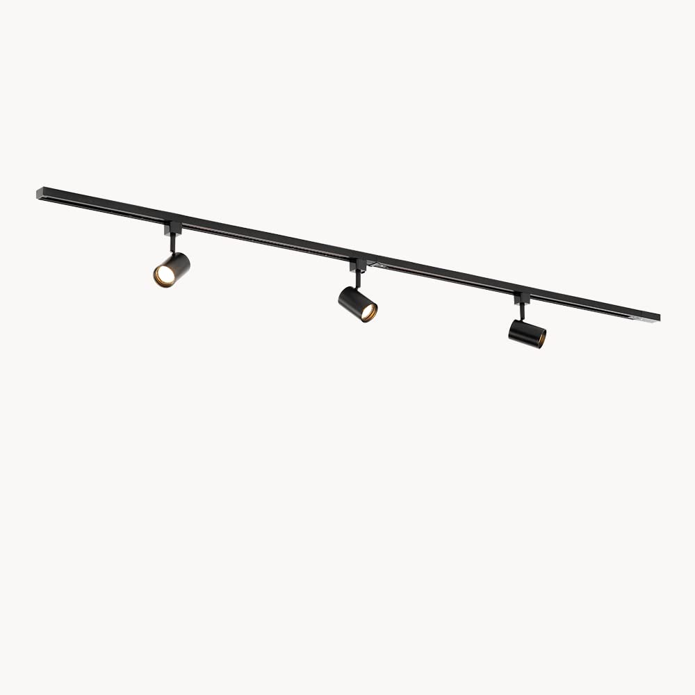 Qub Focus III Monophasé Luminaire Plafonnier LED – 200cm - 3x GU10 Spot Sur Rail - 2x 1m Barre de Spot Plafond – I-Form - Plafonnier intérieur Noir Moderne – Spots et Rails de Spots