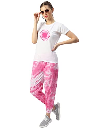 OM SAI LATEST CREATION Nachtanzug-Set für Damen, Viskose, Nachtkleid, Loungewear, bedruckte Viskose, Oberteil und Capri-Set für Damen, Pink, 40 Cover