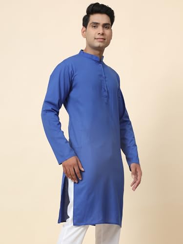 Image of Men's Cotton Solid Dress Long Kurta Regular Fit Casual