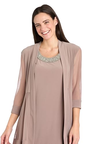 Image of R&M Richards Women's Petite Glitter Trim Jacket Dress