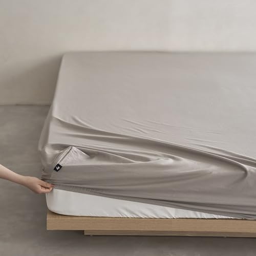 JIANINGHOME Sábana bajera ajustable de algodón suave, sábana bajera elástica para colchón de cama doble, 135 x 200 cm