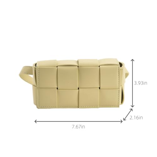 Image of Mini Woven Crossbody Bag for Women, Square Shoulder Handbag Leather Clutch Purse Cute Fanny Packs with Adjustable Belt