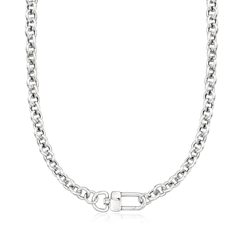 Ross-Simons Italian Sterling Silver Cable Chain Modern-Lock Necklace. 20 inches