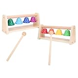 Sunydog 8-Noten-Musik-Xylophon-Desktop-Handglockenset aus Naturholz für die Musikalische Aufklärung und Koordinationsentwicklung von Kindern, mit 2 Schlägeln für die Eltern-Kind-Interaktion