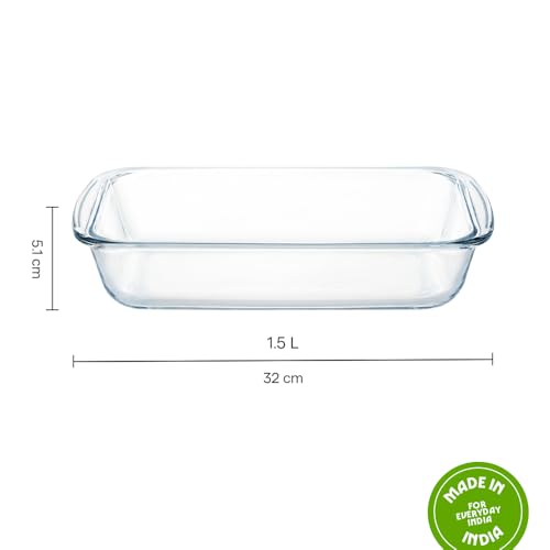 Image of Borosil Rectangular Dish, 1.5 litres, Transparent