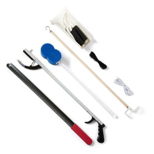 Medline Premium Hip Kit, Mobility Aids for Hip Surgery Recovery, 7-Pieces, 26" Grabber Reacher, Shoehorn, Sock-Aid, Dressing Stick, Shoelaces, Bath Sponge