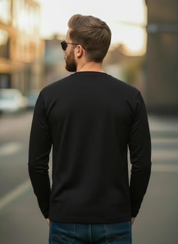 Image of Mack Jonney Men's Black Polyester Dry-Fit Full Sleeve T-Shirt | Stretchable Sports Gym Wear | Lightweight Casual Activewear Tshirt-JMAK-1