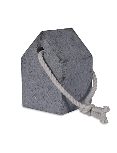 Granite Door Stop by Garden Trading | Crafted in Granite | Handle is Make from Hemp Rope | H14 X W9 X D9cm | 2kg Heavy Door Stop | Padded Feet to Protect Your Floor