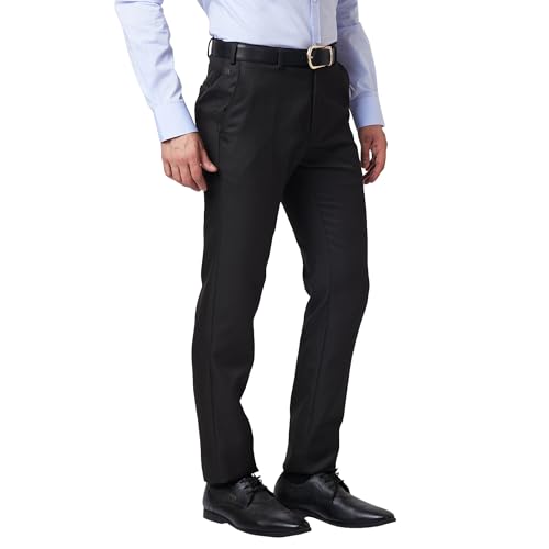 Image of Raymond Slim Fit Poly Viscose Blend Structure Pattern Flat Front Formal Trouser