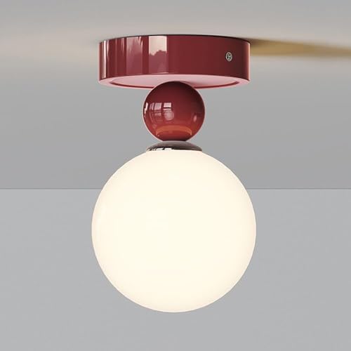 Plafonnier Bauhaus en verre de 5 pouces couleur vin rouge géométrique