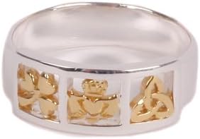 Claddagh Shamrock trinity knot Silver Gold Plated Ring