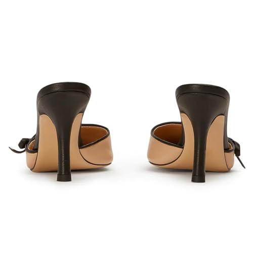 DOEYG Bow Pointed Toe Kitten Heels for Women Closed Toe Heeled Mules Sandals Vintage Stiletto Heels Pumps4