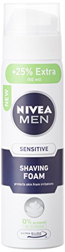 Nivea Men Sensitive Shaving Foam, 200ml +50ml Extra (25% Free)=25...