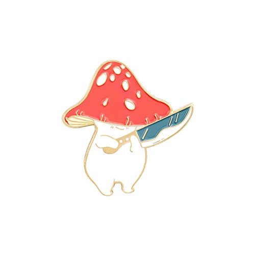 ink2055 Cartoon Cute Mushroom Knife Guitar Enamel Student Brooch Pin Badge Jewelry Gift,Vintage Fashion Brooch Pins for Women Teen Girls Crafts Gift - 1