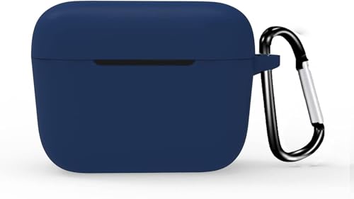 Image of Silicone Case Cover Compatible with Sennheiser Sport True Wireless /CX True Wireless /CX Plus /CX Plus SE Earbuds - with Aluminium Hook (Earbuds & Charging Case Excluded) (Dark Blue)