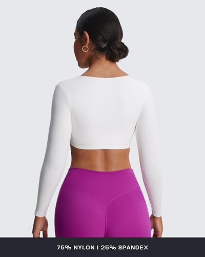 Image of Aoxjox Sienna Twist Deep V Training Women's Long Sleeve Crop Top