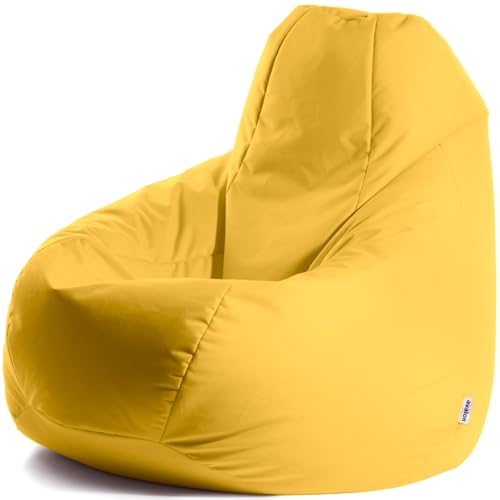 Avalon - Pouf Poltrona Sacco Gigante XXL Jive, Puffo per Sedersi Ergonomico, Pouf a Sacco in Tessuto Antistrappo e Impermeabile, Poltrona a Sacco Moderna, Made in Italy(95x95x135cm-Giallo Limone)