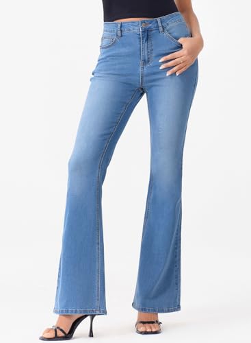 Sidefeel Women's High Waisted Bell Bottom Bootcut Jeans Flared Wide Leg Denim Pants2