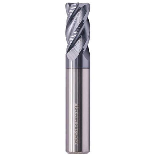 1/2" 4 Flute Solid Carbide End Mill, 0.06" Corner Radius, AlTiN Coated