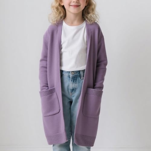 Girls Knit Sweater Cardigan Comfy Loose Front Open Outwear Long Coat Boys Casual Solid School Jacket Fall Winter Clothes2