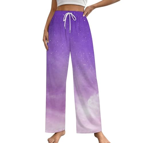 Pantalon de nuit violet ciel étoilé : vêtement cocooning pour vos soirées S
