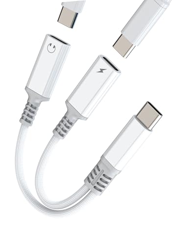 Rozdzielacz USB C Słuchawki Gniazdo Audio Ładowanie do Apple iPhone15 (2 w1) Adapter Kabel Aux Podwójny Typ C Ładowarka Słuchawki Kompatybilny z Samsung S23 Adapter Headphone Gniazdo Akcesoria
