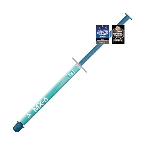 ARCTIC MX-6 (2 g) - Ultimate Performance Wärmeleitpaste für CPU, Konsolen, Grafikkarten, Laptops, sehr hohe Wärmeleitfähigkeit, Lange Haltbarkeit, Nicht leitend, Nicht kapazitiv ARCTIC MX-6 (2 g) - Ultimate Performance Wärmeleitpaste für CPU, Konsolen, Grafikkarten, Laptops, sehr hohe Wärmeleitfähigkeit, Lange Haltbarkeit, Nicht leitend, Nicht kapazitiv