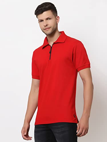 Image of UZARUS Men's Solid Cotton Regular Fit Polo T-Shirt