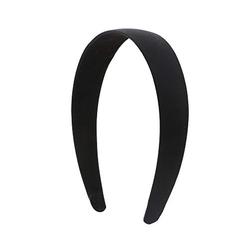 1 Inch Satin Hard Headband (Black/Black)
