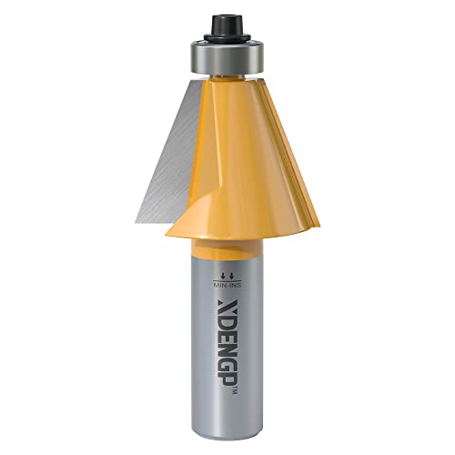 Image of 22.5 Degree Chamfer Router Bit with 1 Inch Cutting Length,1 /2 Inch Shank Carbide Edge Forming Bevel Router Bit with Bearing, Chamfer Bit Miter Angle Milling Cutters Tool