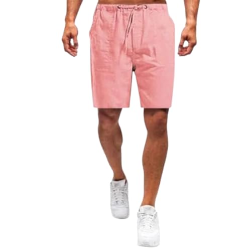 2024 novos shorts casuais soltos de algodão e linho masculino,shorts casuais lisos de algodão e linh