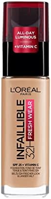 L'Oréal Paris Makijaż, wodoodporny i trwały, płynny podkład z LSF 25, Infaillible 32H Fresh Wear Make-up nr 355 Sienna, 30 ml