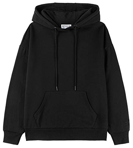 Betterchic Women's Casual Hooded Sweatshirt Soft Brushed Fleece Pullover Hoodie (Black,2Xl #TOP8