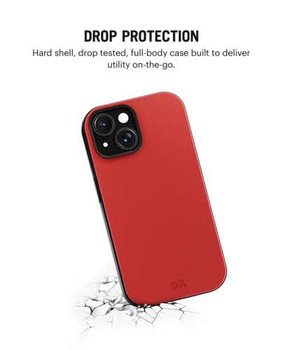 Image of DailyObjects Leatherite Case for iPhone 15 Compatible with MagSafe Wireless Charging | Crimson-Grey Hybrid Magnetic Back Cover