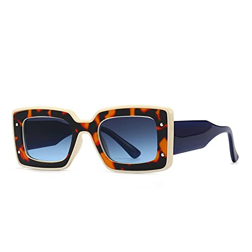 Image of Fashion Square Sunglasses For Women Men Rivet Decoration Luxury Ladies Sun Glasses UV400 Shades Lady Leopard Eyewear