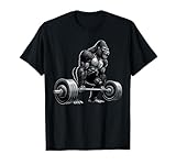 Gym Squad Fitness Group Gorilla Weightlifting Workout T-Shirt, Adult Unisex, Black, Small, Short Sleeve, V-Neck, Athletic, Solid, All Seasons, 1 Count
