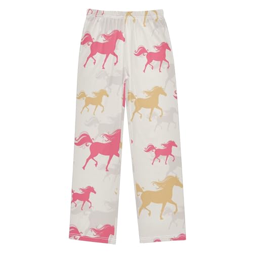 Orange Horses Boys Pants Boys Athletic Pants Long Pant for Boywith Pockets Wide-Leg Size 6-14Y