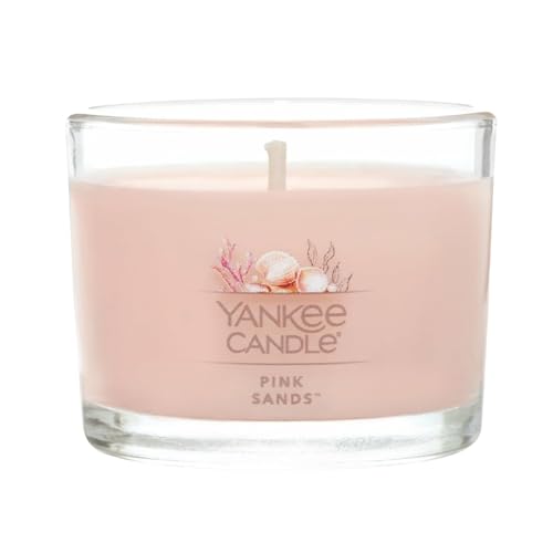 Image of Yankee Candle Mini Jar Scented Candle, Small Single Wick Candle for Home Fragrance, Long Lasting Burn, Pink Sands (Pack of 4)