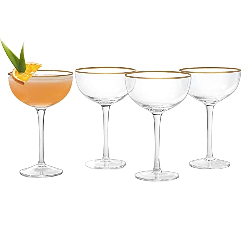 The Wine Savant Coupe Cocktail Glasses 7 Oz, Classic Manhattan Glasses For Cocktails, Libbey Champagne Coupe, Cocktail Coupe Glasses, Art Deco Gatsby Vintage, Crystal With Stems (Set Of 4) #TOP2