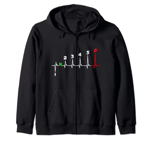 Motorcycle Heartbeat ECG Heart Rate Gear Shifter 1-6 Gears Zip Hoodie