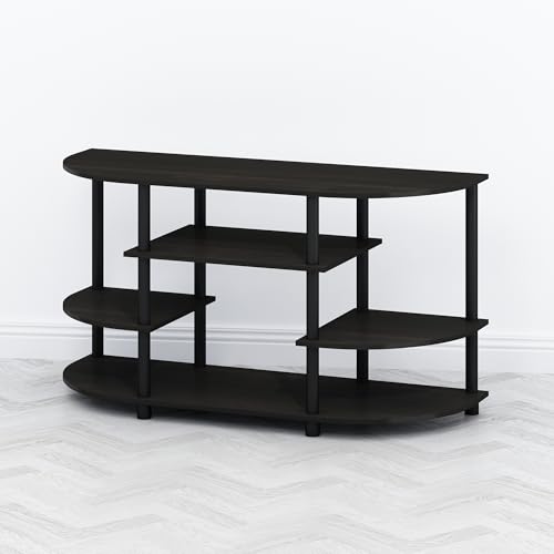 Image of Furinno TOMI TV Stand, Corner Entertainment Center, TV Console for TV up to 46 Inch, with Shelves, Easy Assembly, for Living Room, Bedroom, Espresso