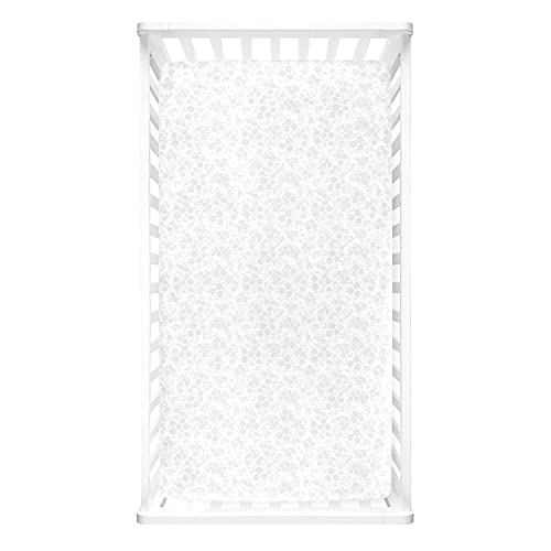 Image of Lush Decor Garden of Flowers Soft & Plush Fitted Crib Sheet, 52 inchx 28 inch, Gray